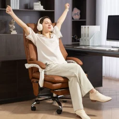 Silla de oficina Fresh Homcom reclinable con altura regulable + reposapiés 113-121x65x76 cm