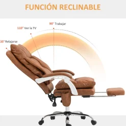 Silla de oficina Fresh Homcom reclinable con altura regulable + reposapiés 113-121x65x76 cm