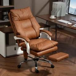 Silla de oficina Fresh Homcom reclinable con altura regulable + reposapiés 113-121x65x76 cm