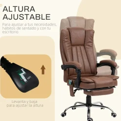 Silla de oficina Helecho Vinsetto 6 puntos de masaje + reposapiés + mando marrón 113-120x62x70 cm