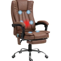 Silla de oficina Helecho Vinsetto 6 puntos de masaje + reposapiés + mando marrón 113-120x62x70 cm