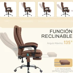 Silla de oficina Helecho Vinsetto 6 puntos de masaje + reposapiés + mando marrón 113-120x62x70 cm