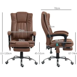 Silla de oficina Helecho Vinsetto 6 puntos de masaje + reposapiés + mando marrón 113-120x62x70 cm