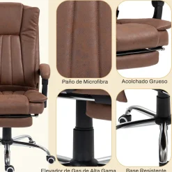 Silla de oficina Helecho Vinsetto 6 puntos de masaje + reposapiés + mando marrón 113-120x62x70 cm