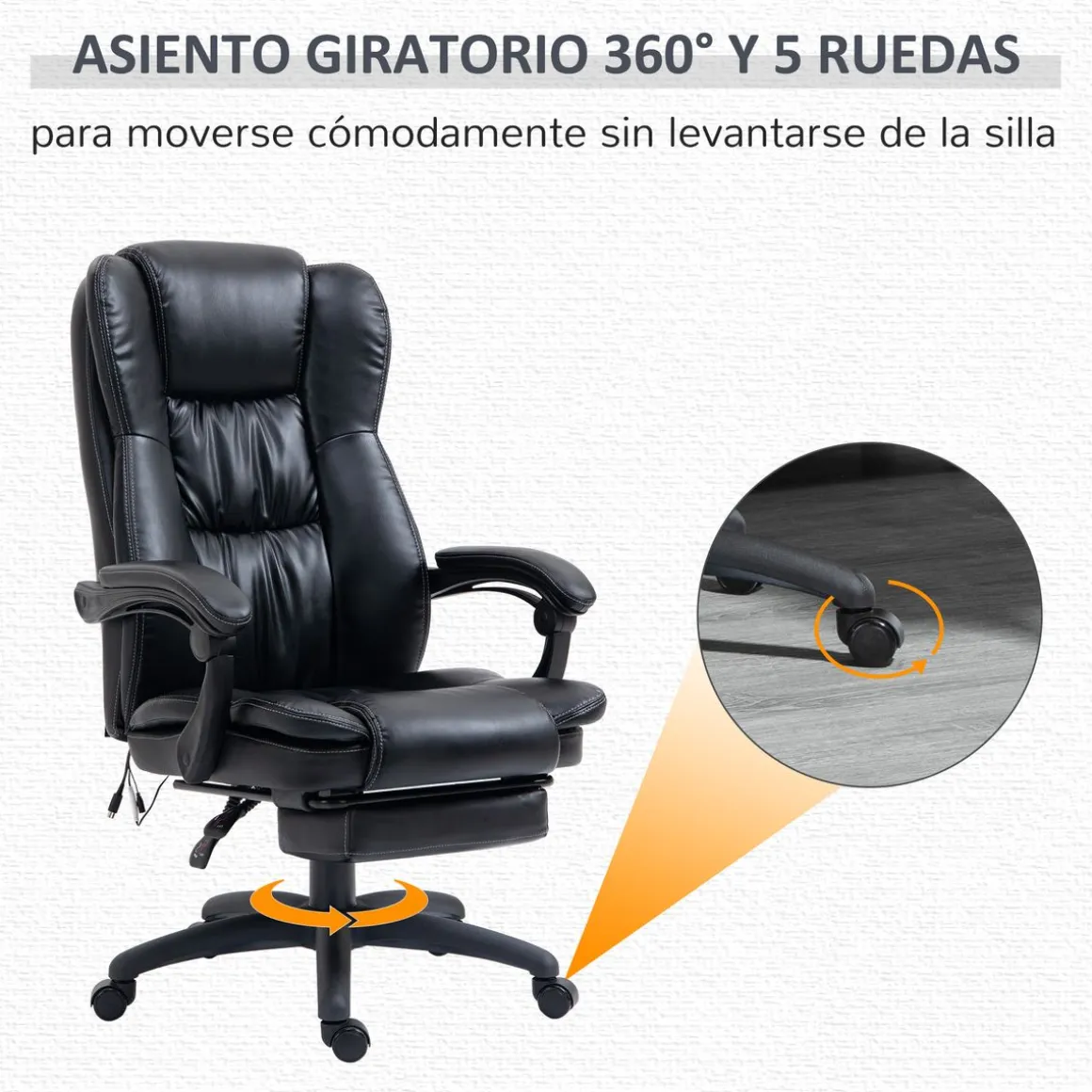Silla de oficina Hof Vinsetto con masaje y control remoto negro 113-121x68,5x68,5 cm