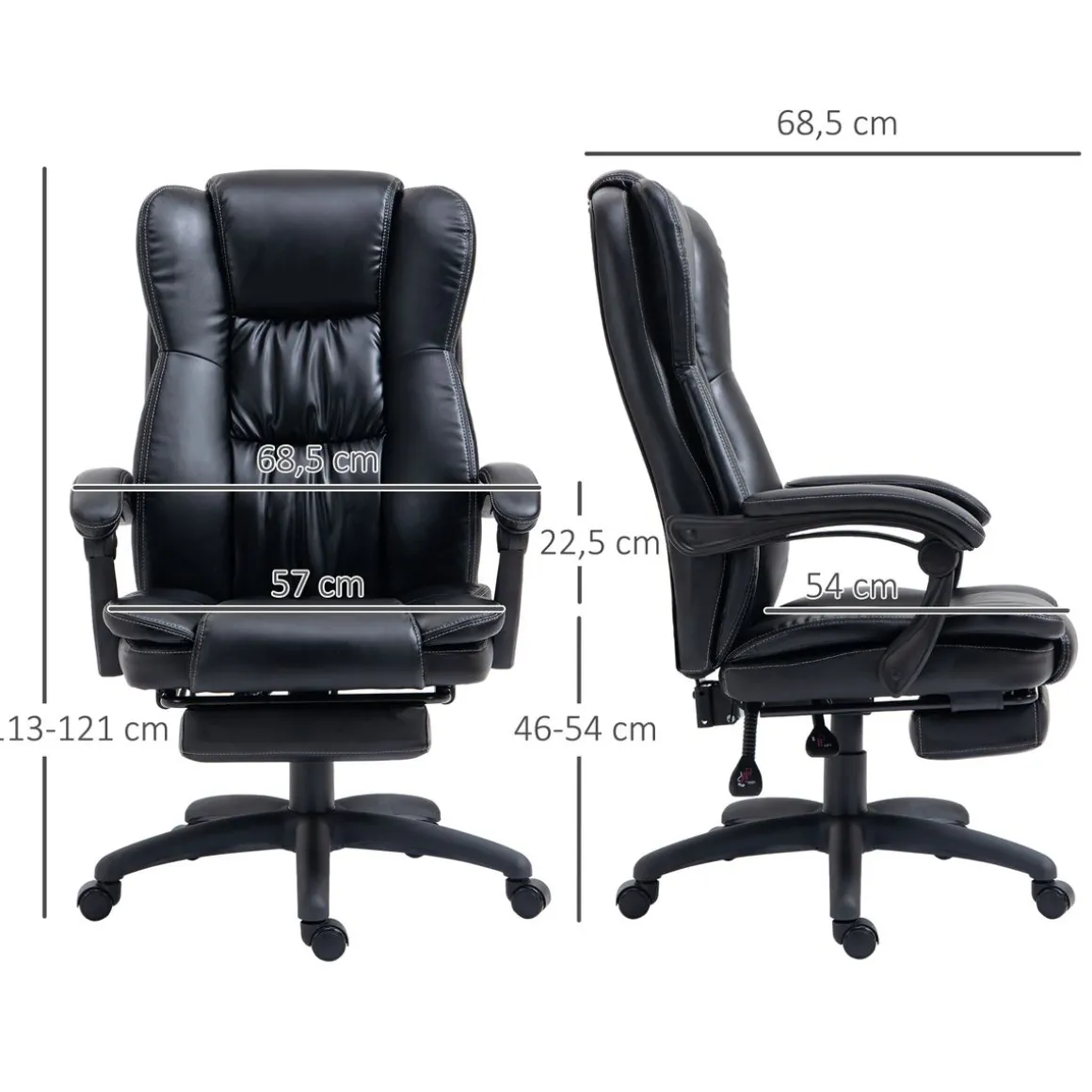 Silla de oficina Hof Vinsetto con masaje y control remoto negro 113-121x68,5x68,5 cm