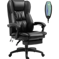 Silla de oficina Hof Vinsetto con masaje y control remoto negro 113-121x68,5x68,5 cm