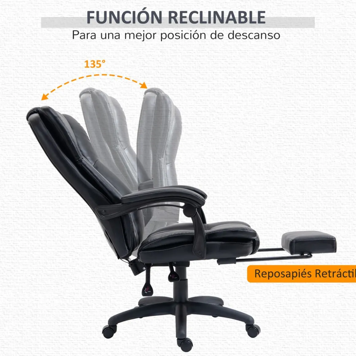 Silla de oficina Hof Vinsetto con masaje y control remoto negro 113-121x68,5x68,5 cm