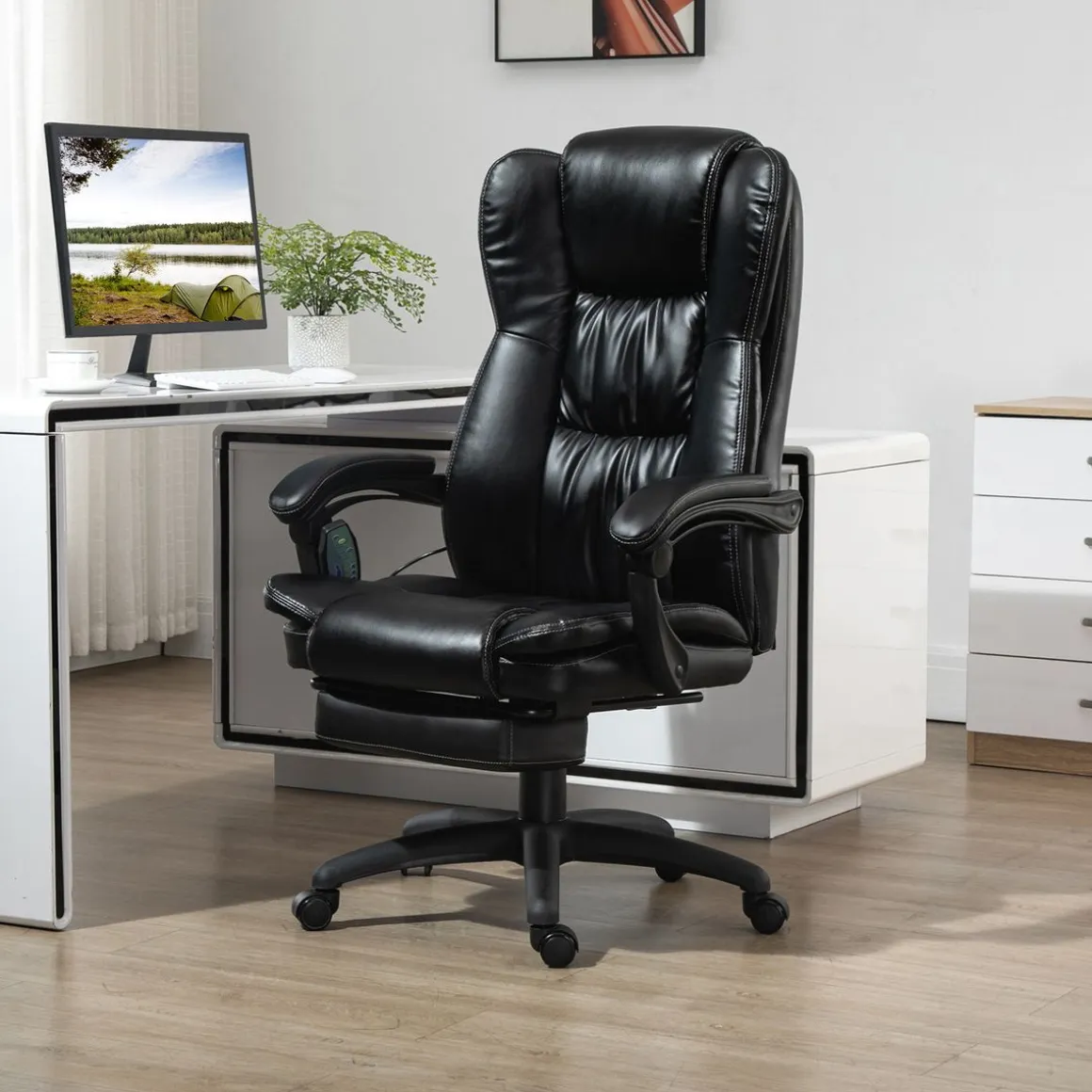 Silla de oficina Hof Vinsetto con masaje y control remoto negro 113-121x68,5x68,5 cm