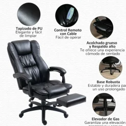 Silla de oficina Hof Vinsetto con masaje y control remoto negro 113-121x68,5x68,5 cm