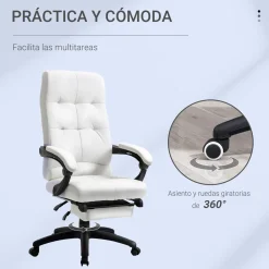 Silla de oficina Hortensia Vinsetto reclinable + reposapiés retráctil 118-125x65x65 cm