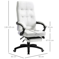 Silla de oficina Hortensia Vinsetto reclinable + reposapiés retráctil 118-125x65x65 cm