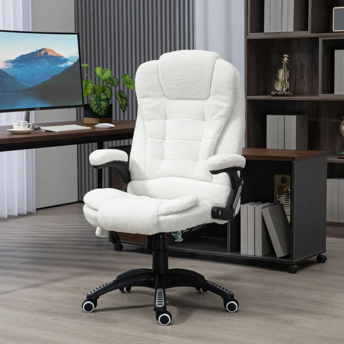 Silla de oficina Kleta Vinsetto con masaje + calefacción blanco 107-116x67x74 cm