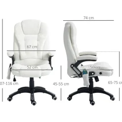 Silla de oficina Kleta Vinsetto con masaje + calefacción blanco 107-116x67x74 cm