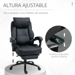 Silla de oficina Kolma Vinsetto altura ajustable respaldo inclinable negro 112-118x73x66 cm