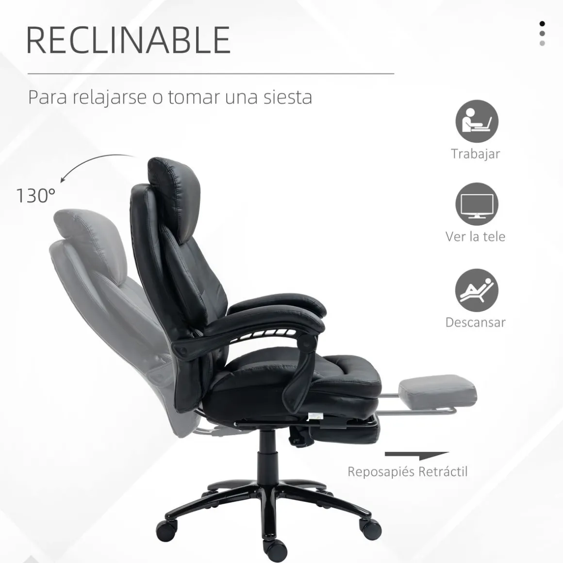 Silla de oficina Kolma Vinsetto altura ajustable respaldo inclinable negro 112-118x73x66 cm