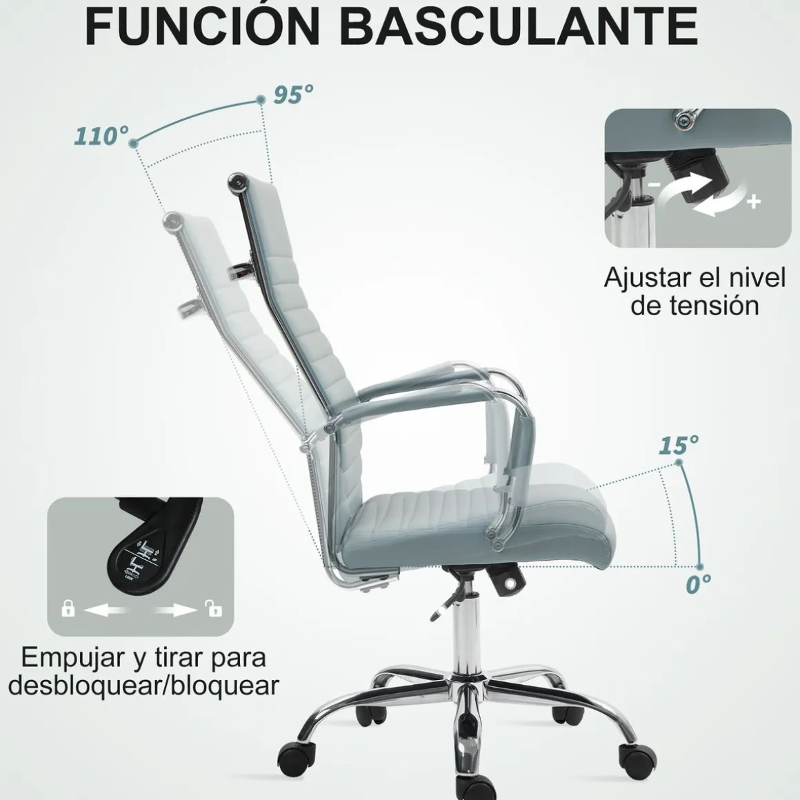 Silla de oficina Kuldesh Vinsetto altura ajustable 104-114x54x62 cm