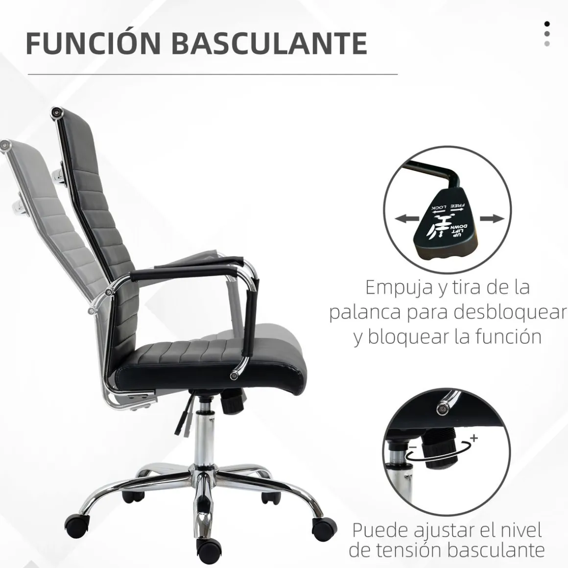 Silla de oficina Kuldesh Vinsetto altura ajustable 104-114x54x62 cm