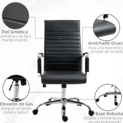 Silla de oficina Kuldesh Vinsetto altura ajustable 104-114x54x62 cm