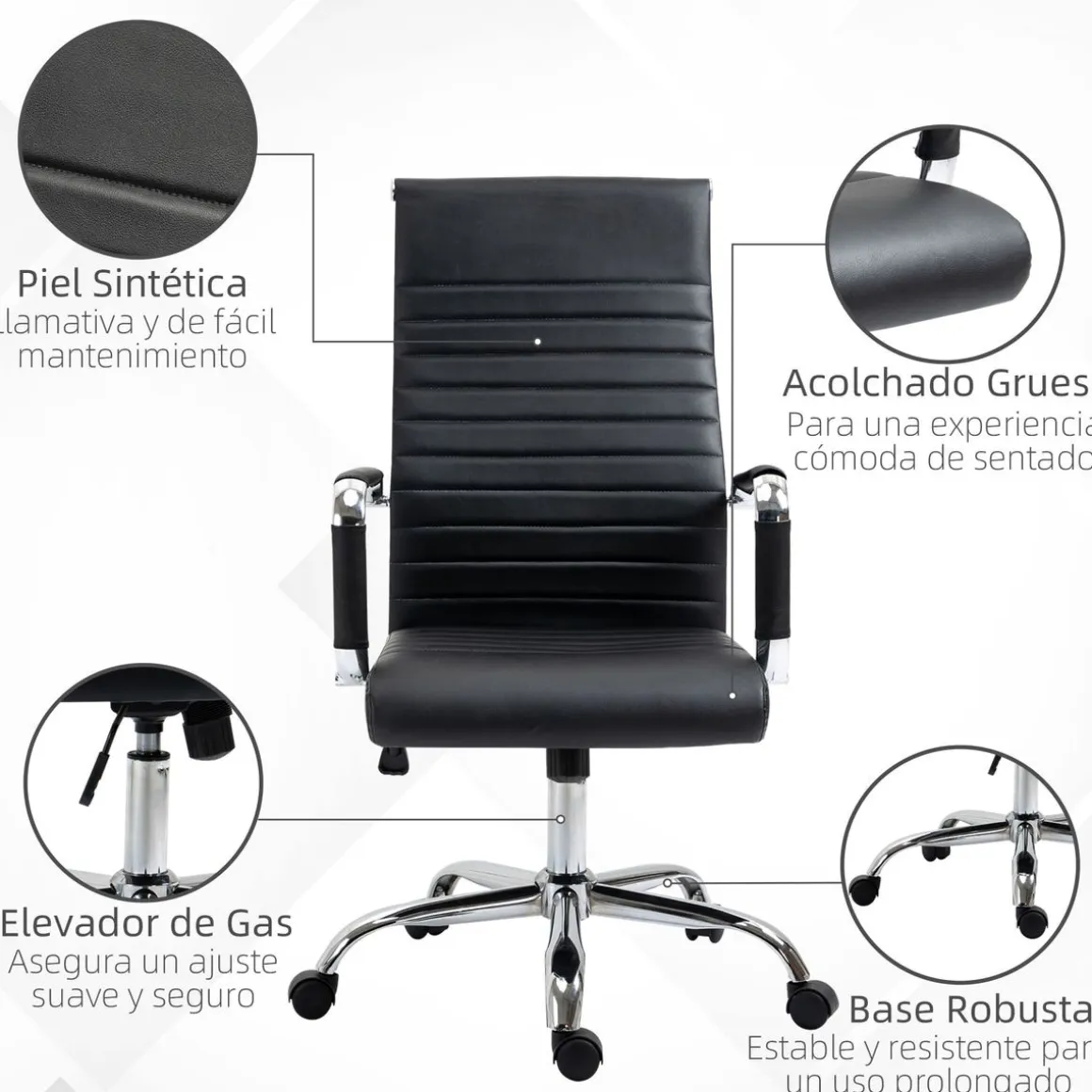 Silla de oficina Kuldesh Vinsetto altura ajustable 104-114x54x62 cm