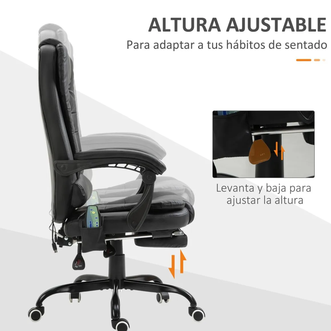 Silla de oficina Lady Vinsetto 7 puntos de masaje 111-121x67x79 cm