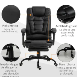 Silla de oficina Lady Vinsetto 7 puntos de masaje 111-121x67x79 cm