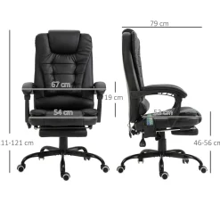 Silla de oficina Lady Vinsetto 7 puntos de masaje 111-121x67x79 cm