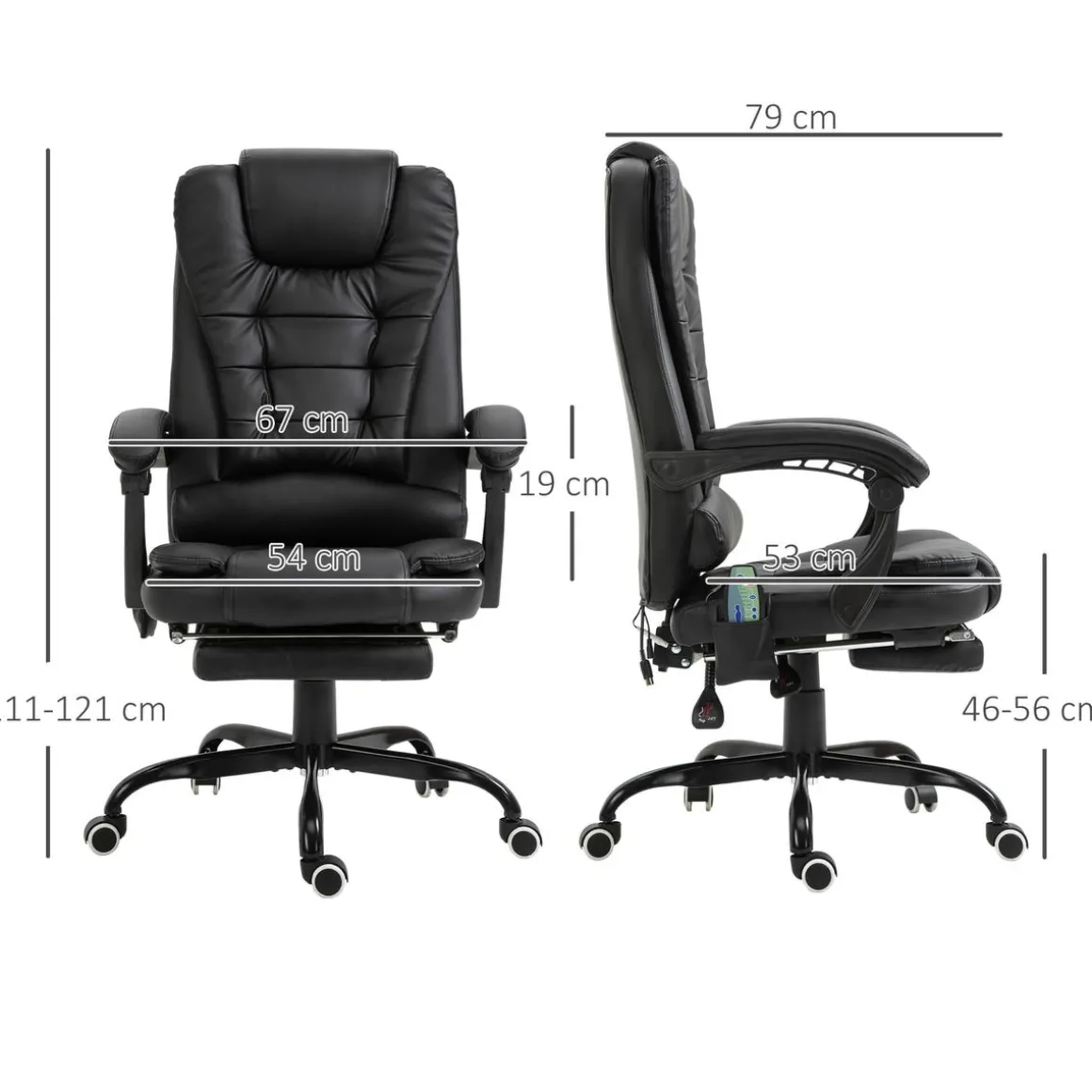 Silla de oficina Lady Vinsetto 7 puntos de masaje 111-121x67x79 cm