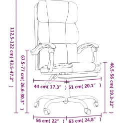 Silla de oficina Álamo reclinable altura regulable gris claro 112,5-122x63x56 cm