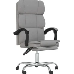 Silla de oficina Álamo reclinable altura regulable gris claro 112,5-122x63x56 cm