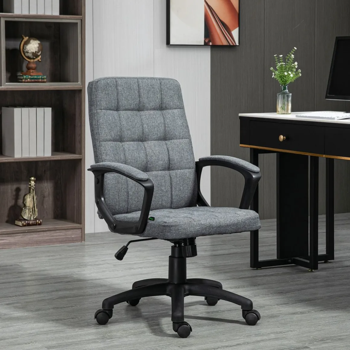 Silla de oficina Lodang Vinsetto altura ajustable con reposabrazos gris 96-105,5x59x63 cm