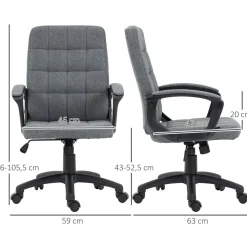 Silla de oficina Lodang Vinsetto altura ajustable con reposabrazos gris 96-105,5x59x63 cm
