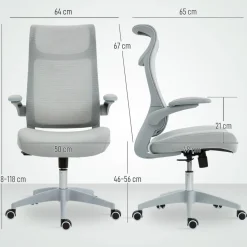 Silla de oficina Luha Homcom basculante con reposabrazos 108-118x64x65 cm