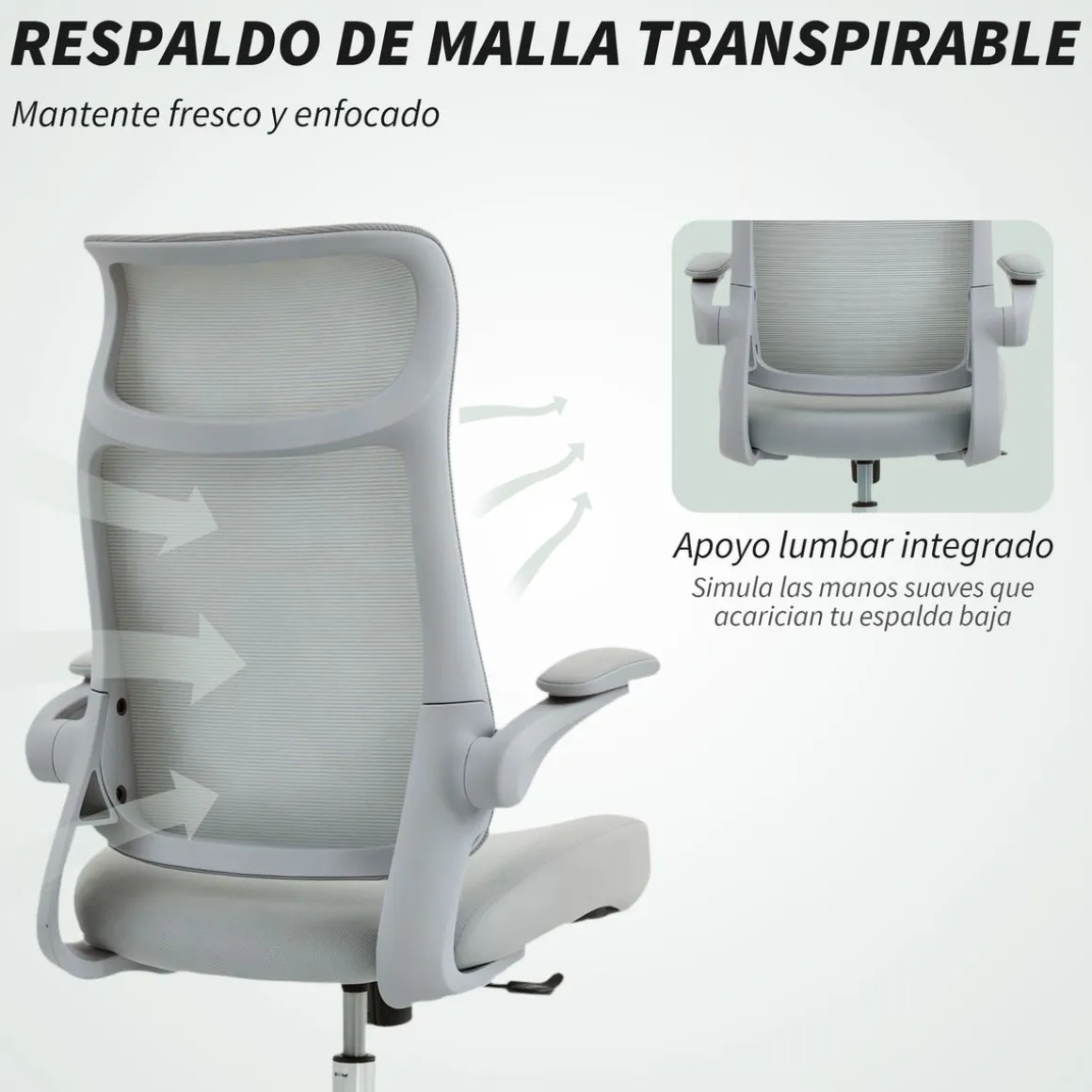 Silla de oficina Luha Homcom basculante con reposabrazos 108-118x64x65 cm