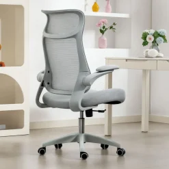 Silla de oficina Luha Homcom basculante con reposabrazos 108-118x64x65 cm