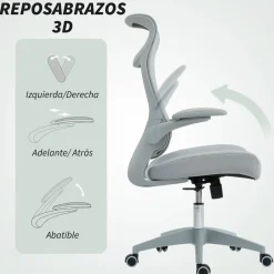 Silla de oficina Luha Homcom basculante con reposabrazos 108-118x64x65 cm