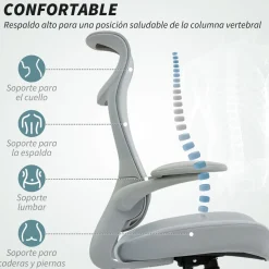 Silla de oficina Luha Homcom basculante con reposabrazos 108-118x64x65 cm