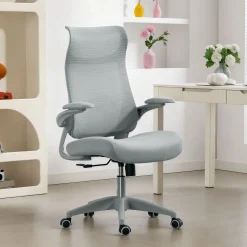 Silla de oficina Luha Homcom basculante con reposabrazos 108-118x64x65 cm