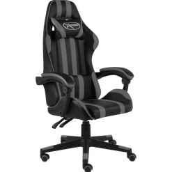 Silla de oficina Marlon altura regulable + reclinable + reposacabezas negro/gris 115-130x62x69 cm