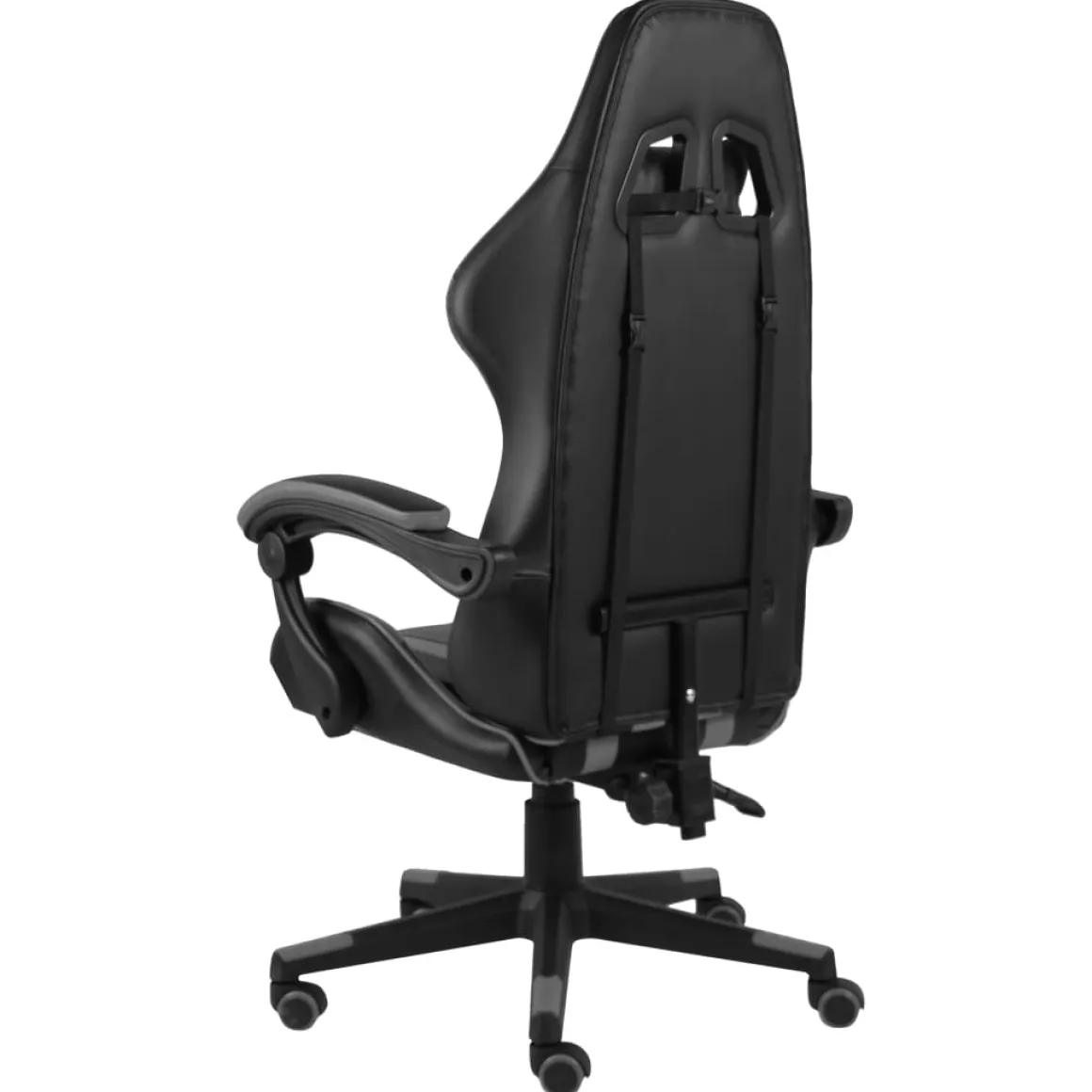 Silla de oficina Marlon altura regulable + reclinable + reposacabezas negro/gris 115-130x62x69 cm