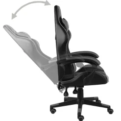 Silla de oficina Marlon altura regulable + reclinable + reposacabezas negro/gris 115-130x62x69 cm