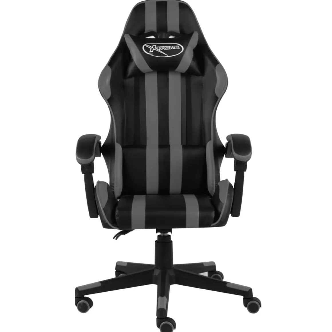 Silla de oficina Marlon altura regulable + reclinable + reposacabezas negro/gris 115-130x62x69 cm