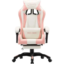 Silla de oficina Marsella altura regulable + reclinable rosa/blanco 111,5-119x64x65 cm