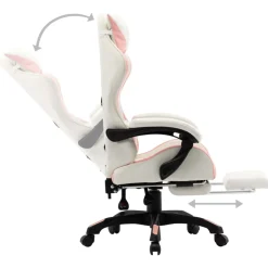 Silla de oficina Marsella altura regulable + reclinable rosa/blanco 111,5-119x64x65 cm