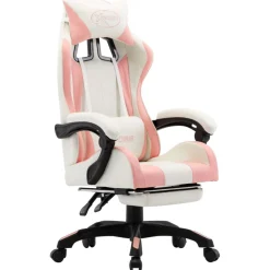Silla de oficina Marsella altura regulable + reclinable rosa/blanco 111,5-119x64x65 cm
