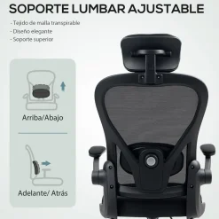 Silla de oficina Maya Homcom transpirable + reposacabezas 115-125x58x63 cm