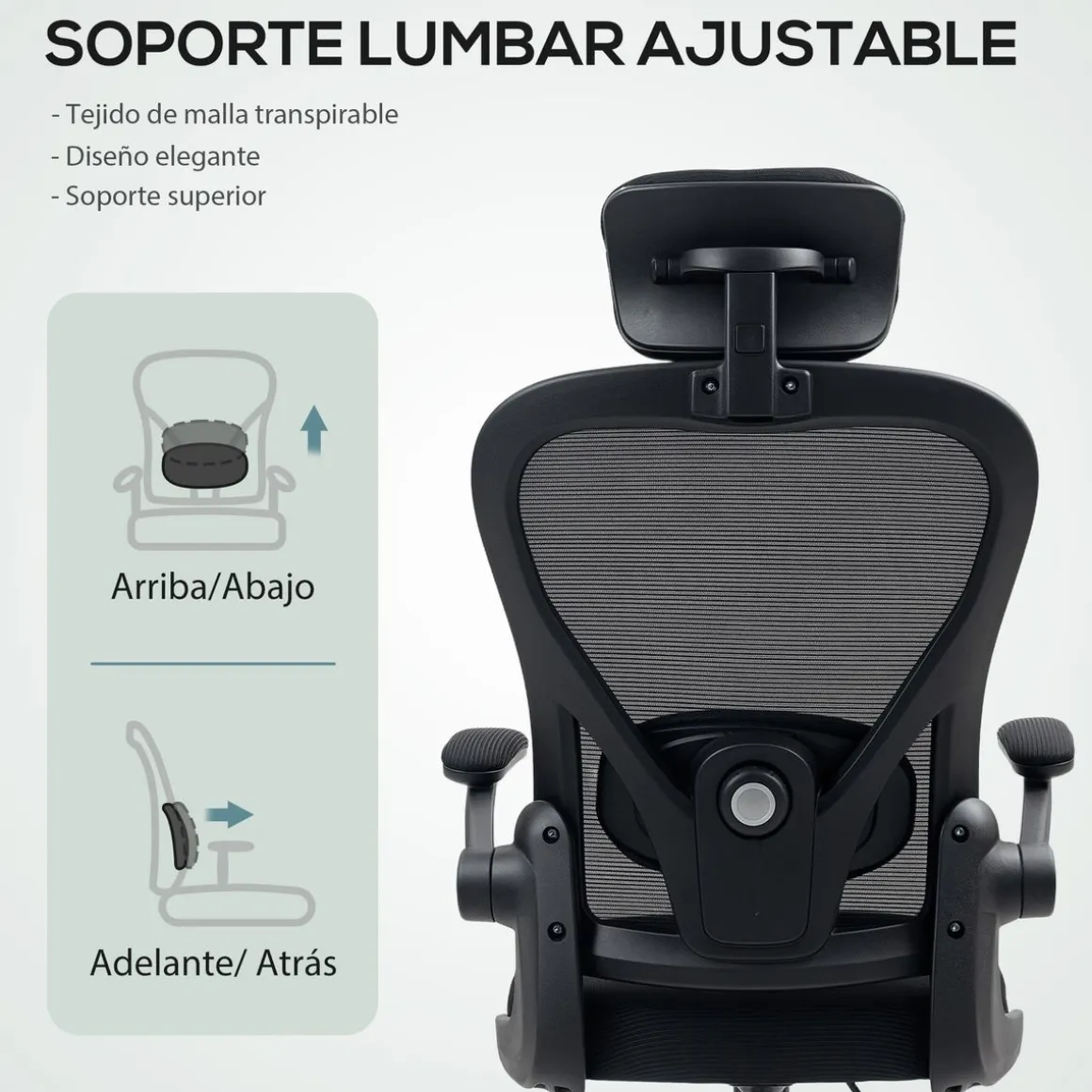 Silla de oficina Maya Homcom transpirable + reposacabezas 115-125x58x63 cm