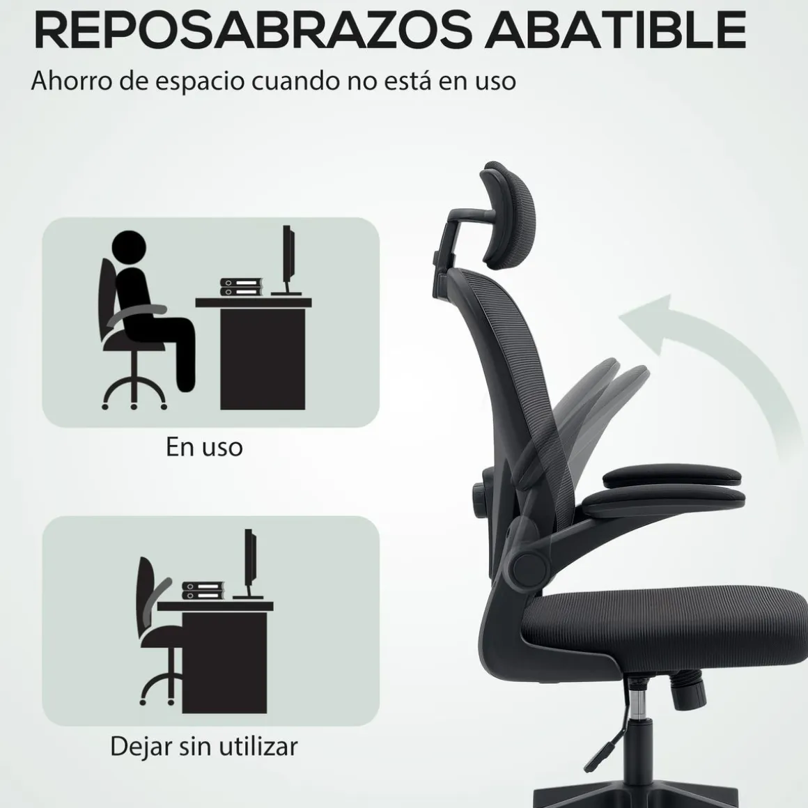 Silla de oficina Maya Homcom transpirable + reposacabezas 115-125x58x63 cm