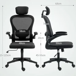 Silla de oficina Maya Homcom transpirable + reposacabezas 115-125x58x63 cm