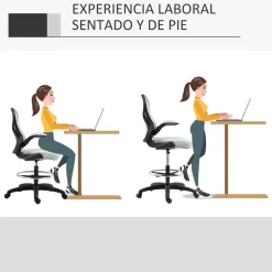 Silla de oficina Mike altura regulable + soporte lumbar + reposapiés blanco 102-122x59x65 cm